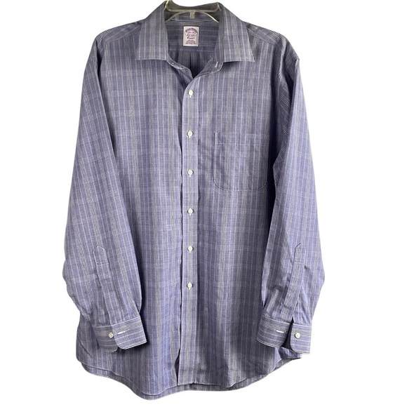 Brooks Brothers Other - Brooks Brothers Mens Dress Shirt 16.5 34 Classic Plaid Purple Supima Cotton